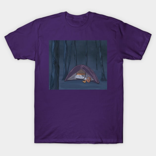 Tent Camping In The Woods T-Shirt by WalkSimplyArt